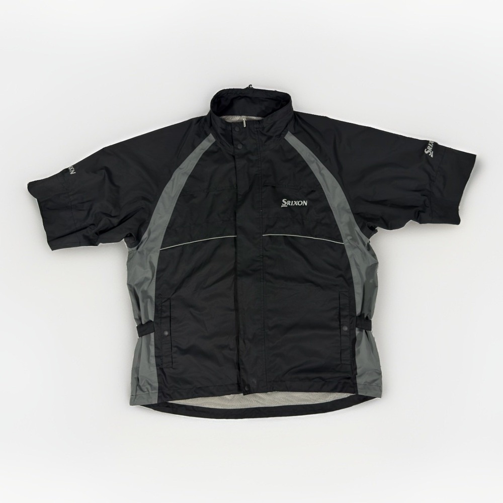 Srixon Men's Windbreaker Jacket Black/Gray Full Zip Lined Size LL Golf